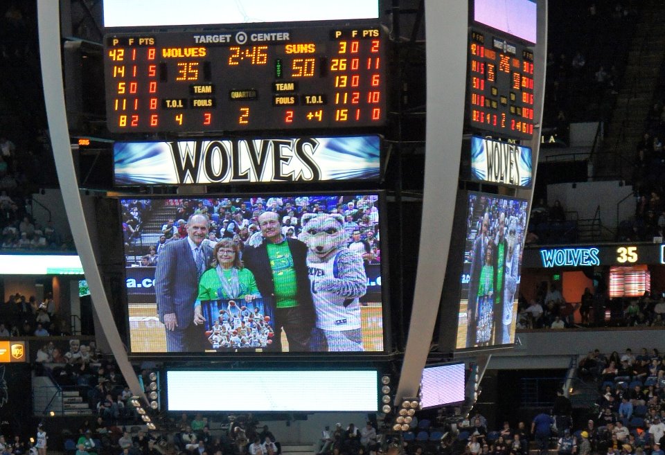 Jim and Merlene Stiles were honored at the Timberwolves game